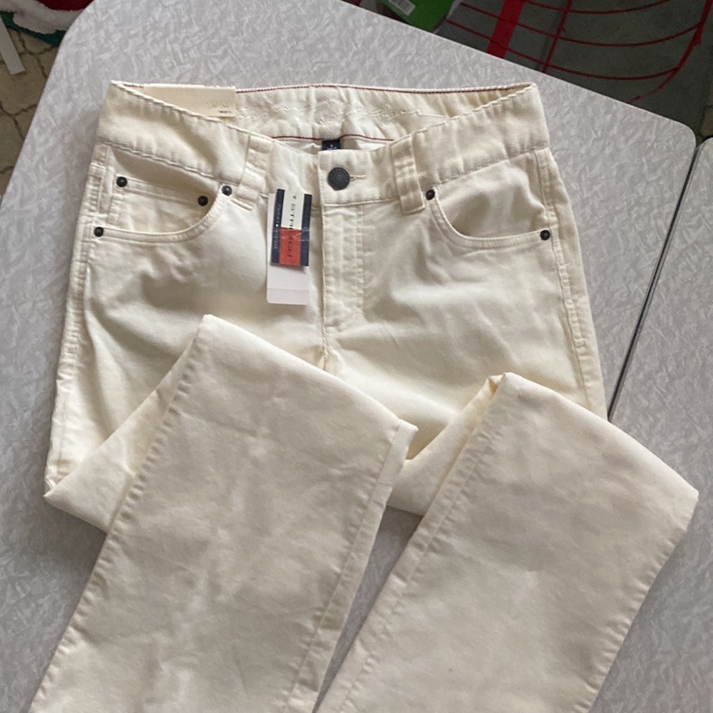 Tommy Hilfiger Corduroy Cream Low Rise Jeans Boot Cut NWT Size 6
